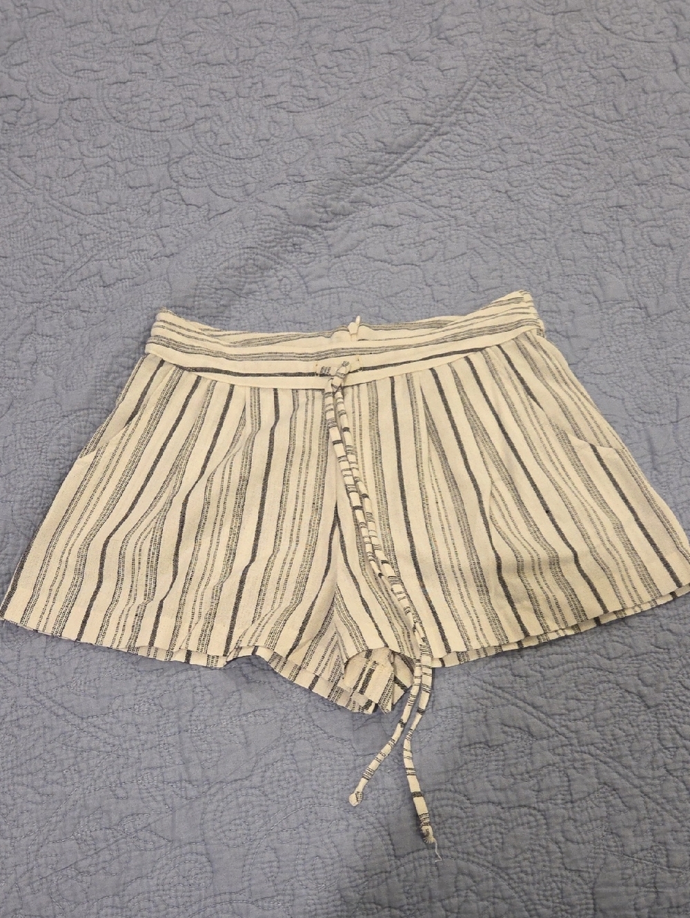 The Lady & The Sailor High-Waist Striped Summer Shorts in Cream and Black Size 1